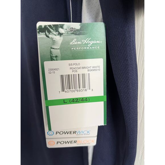 Ben Hogan Performance Golf Men’s Polo Shirt Peacoat Blue Bright White Large New - Picture 6 of 12